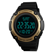 SKMEI 1346, relojes deportivos con cuenta regresiva para hombres, reloj digital electrónico LED de 24 horas, reloj de pulsera con banda de PU de cuarzo resistente al agua